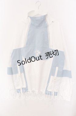 画像1: ililil / ぬたコラボ切り替えデザイン猫耳アノラックパーカー  ブルーｘホワイト O-25-09-04-079-PU-TO-YM-OS