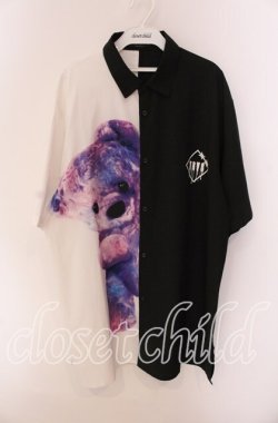画像1: TRAVAS TOKYO / バイカラー半袖くまシャツ F ブラックｘホワイト O-25-09-04-081-PU-BL-YM-OS