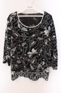 INGEBORG / シグネイチャー総柄カットソー 11 クロ O-25-09-04-083-LO-TO-IG-OS