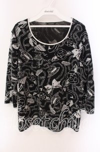 INGEBORG / シグネイチャー総柄カットソー 11 クロ O-25-09-04-083-LO-TO-IG-ZI