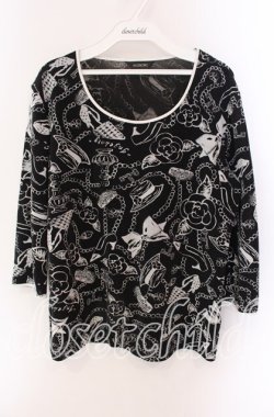 画像1: INGEBORG / シグネイチャー総柄カットソー 11 クロ O-25-09-04-083-LO-TO-IG-OS