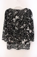 画像2: INGEBORG / シグネイチャー総柄カットソー 11 クロ O-25-09-04-083-LO-TO-IG-ZT237 (2)