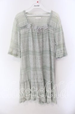 画像1: INGEBORG / フラワーモチーフ付き総レースチュニック 11 ミント O-25-09-04-088-LO-OP-IG-OS