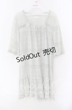 画像1: INGEBORG / フラワーモチーフ付き総レースチュニック 11 ミント O-25-09-04-088-LO-OP-IG-OS
