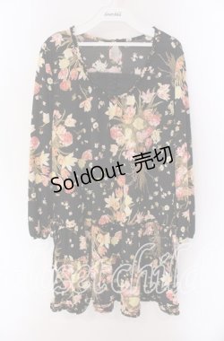画像1: INGEBORG / ブーケ柄チュニック 4（11号） クロ O-25-09-04-089-LO-OP-IG-OS