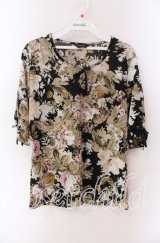 INGEBORG / ローズ柄5部袖カットソー 11 クロ O-25-09-04-090-LO-TO-IG-ZT011