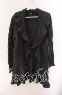 INGEBORG / ケーブル編みラッフルトッパーカーディガン 9 グレー O-25-09-04-091-LO-JA-IG-ZT022