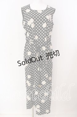 画像1: INGEBORG / ドットカメリアノースリーブロングワンピース M クロ×クリーム O-25-09-04-102-LO-OP-IG-OS