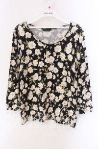 PINK HOUSE / フラワー柄7部袖カットソー 11 クロ O-25-09-04-103-LO-TO-IG-ZI