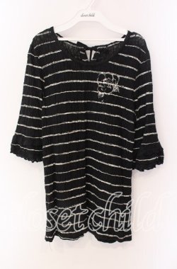 画像1: INGEBORG / ボーダーワッシャーカットソー 11 クロ×シロ O-25-09-04-107-LO-TO-IG-OS