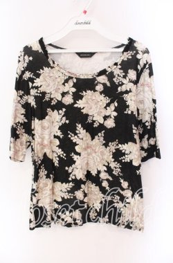 画像1: INGEBORG / ローズブーケ柄Tシャツ 11 クロ O-25-09-04-108-LO-TS-IG-OS