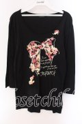 INGEBORG / フラワーリボンプリントロングカットソー 11 クロ O-25-09-04-109-LO-TO-IG-OS