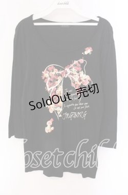 画像1: INGEBORG / フラワーリボンプリントロングカットソー 11 クロ O-25-09-04-109-LO-TO-IG-ZT011