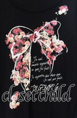画像2: INGEBORG / フラワーリボンプリントロングカットソー 11 クロ O-25-09-04-109-LO-TO-IG-OS
