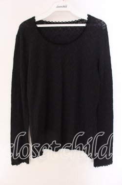 画像1: INGEBORG / ロゴ刺繍レースカットソー 13 クロ O-25-09-04-113-LO-TO-IG-OS