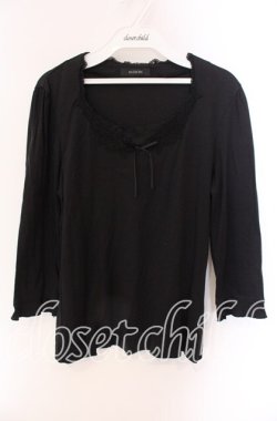 画像1: INGEBORG / 胸元レースカットソー 11 クロ O-25-09-04-116-LO-TO-IG-OS