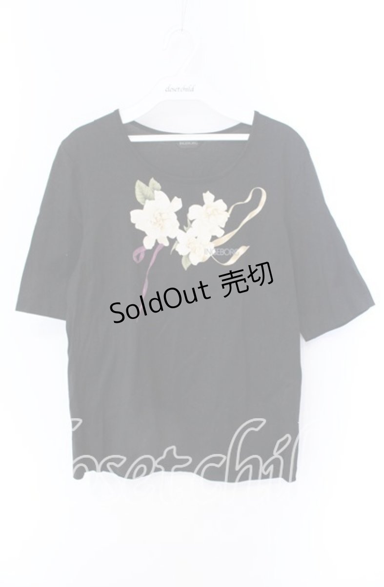 画像1: 【SALE】INGEBORG / カメリアプリントTシャツ 13 クロ O-25-09-04-123-LO-TS-IG-ZT081 (1)