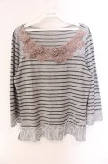 INGEBORG / ニット配色ボーダーカットソー 4（11号） グレー O-25-09-04-124-LO-TO-IG-OS