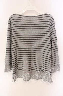 画像3: INGEBORG / ニット配色ボーダーカットソー 4（11号） グレー O-25-09-04-124-LO-TO-IG-OS