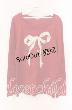 画像1: INGEBORG / リボンプリントシャドーボーダーカットソー 11 アカ O-25-09-04-125-LO-TO-IG-OS