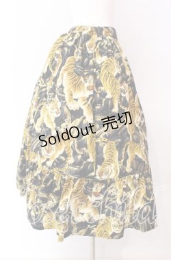 画像3: Physical Drop / ハンドメイドギャザー2段ティアードスカート  とら柄・黒系 O-25-09-04-015-LO-SK-IG-OS