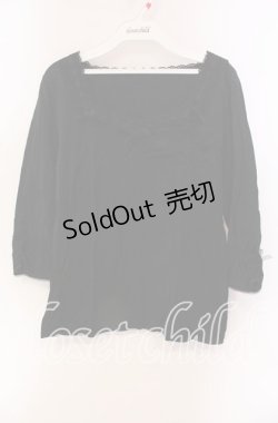 画像1: INGEBORG / 透かしリボンカットソー 11 クロ O-25-09-06-031-LO-TO-IG-ZI