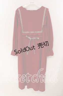 画像1: LEBECCA boutique / プリドーンを見つめるハイネックフリルワンピース  アカ O-25-09-06-042-EL-OP-OW-OS