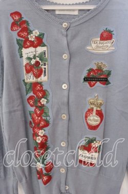 画像2: Jane Marple / Strawberry label デコパージュカーディガン M サックス O-25-09-06-043-JM-TO-OW-OS