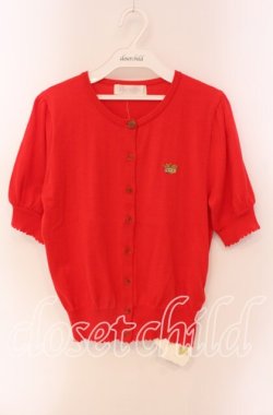 画像1: Jane Marple / Tiara EMB puff sleeve カーディガン M アカ O-25-09-06-044-JM-TO-OW-OS