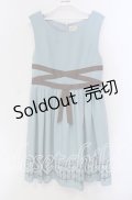 【SALE】F&A / グログランリボンジャンパースカート F ミントブルー×ブラウン O-25-09-06-047-LO-OP-OW-ZT351