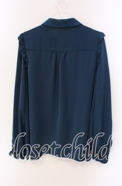 画像3: axes femme / フェミニンフリルブラウス M ブルーグリーン O-25-09-06-051-AX-BL-OW-OS