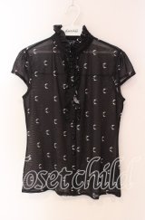 KILL STAR / ムーン総柄シアーブラウス S ブラック O-25-09-06-058-SL-BL-OW-ZT259