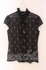 画像1: 【SALE】KILL STAR / ムーン総柄シアーブラウス S ブラック O-25-09-06-058-SL-BL-OW-ZT259 (1)