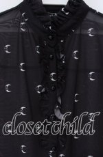 画像2: 【SALE】KILL STAR / ムーン総柄シアーブラウス S ブラック O-25-09-06-058-SL-BL-OW-ZT259 (2)