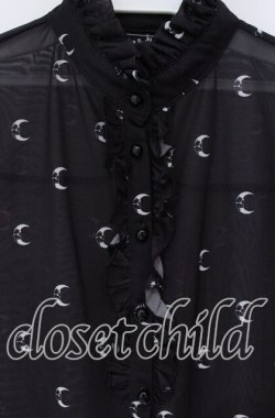 画像2: KILL STAR / ムーン総柄シアーブラウス S ブラック O-25-09-06-058-SL-BL-OW-OS