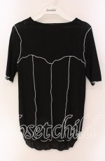 画像1: 【SALE】Candy Stripper / SEE THROUGH WAVY RIB H/S トップス 2 ブラック O-25-09-06-059-PU-TO-OW-ZT101 (1)