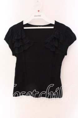 画像1: BPN / レース配色パフスリTシャツ M ブラック O-25-09-06-060-GO-TO-OW-OS