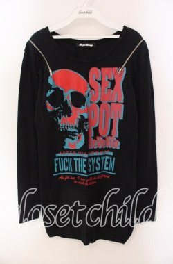 画像1: SEX POT ReVeNGe / ショルダージップロングカットソー  ブラック O-25-09-06-063-SP-TO-OW-OS