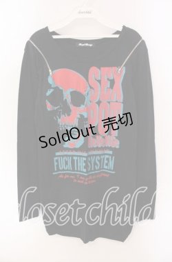 画像1: SEX POT ReVeNGe / ショルダージップロングカットソー  ブラック O-25-09-06-063-SP-TO-OW-OS