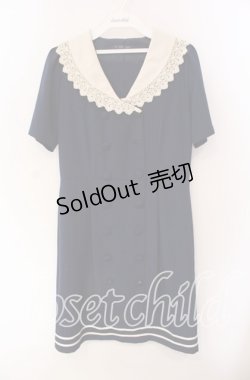 画像1: an another angelus / スカーフカラーマリン半袖ワンピース F ネイビー O-25-09-06-069-CA-OP-OW-OS