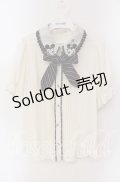 axes femme POETIQUE / ミッキー&ミニー刺繍襟半袖ブラウス M キナリ O-25-09-06-071-AX-BL-OW-OS