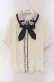 画像1: axes femme POETIQUE / ミッキー&ミニー刺繍襟半袖ブラウス M キナリ O-25-09-06-071-AX-BL-OW-OS (1)