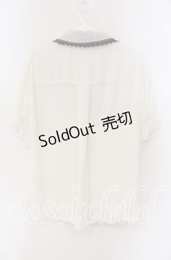 画像3: axes femme POETIQUE / ミッキー&ミニー刺繍襟半袖ブラウス M キナリ O-25-09-06-071-AX-BL-OW-OS