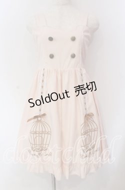 画像1: DearMyLove / オリジナル鳥かごプリント＆リボン♪ジャンバースカートワンピース M ピンク O-25-09-06-021-EL-OP-OW-OS