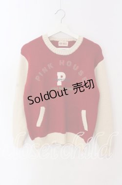 画像1: PINK HOUSE / Pロゴニット  アカ×アイボリー O-25-09-08-001-LO-TO-IG-OS