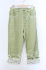 axes femme / マリンｘバラ刺繍デニムパンツ L グリーン O-25-09-08-045-AX-PA-OW-ZT086