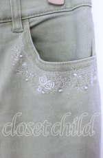 画像2: 【SALE】axes femme / マリンｘバラ刺繍デニムパンツ L グリーン O-25-09-08-045-AX-PA-OW-ZT086 (2)