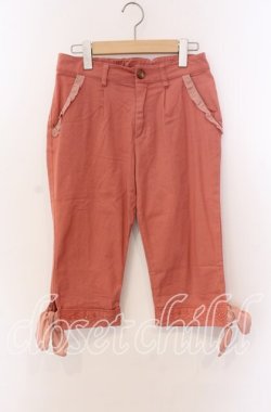 画像1: axes femme / フリルレースクロップドパンツ M オレンジ O-25-09-08-047-AX-PA-OW-OS