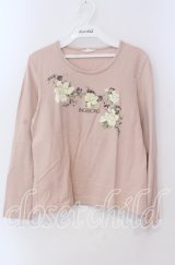 INGEBORG / くちなしプリントカットソー Ｍ ピンク O-25-09-08-005-LO-TO-IG-ZI