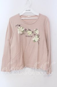 INGEBORG / くちなしプリントカットソー Ｍ ピンク O-25-09-08-005-LO-TO-IG-ZI
